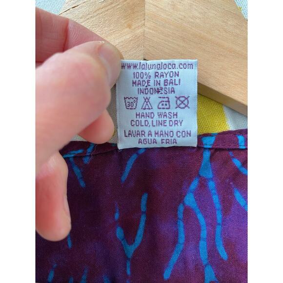 La Luna Loca Women's 3XL Purple Blue Coral Sleeveless Tank Top Made in Bali - Picture 5 of 6